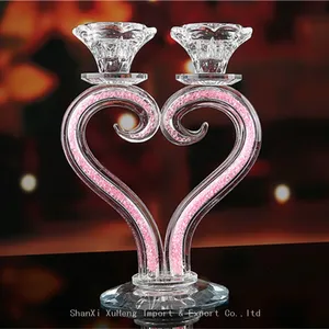 Heart Shaped Crystal Candle Holders Wedding Anniversary Table Centerpieces Glass Candelabra Candlesticks thumbnail-1
