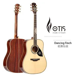 Hot Sale OTIS 41inch Dancing Finch All Solid Acoustic Guitar (SITKA Spruce Top, African Mahogany) With Abalone Inlay thumbnail-1