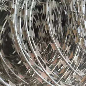 Barbed Wire Mesh Fence With Razor Blades, Stainless Steel Razor Blades, Barbed Wire, Razor Blades, and Barbed Wire. thumbnail-2