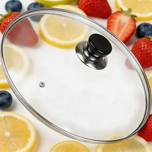 C Type Tempered Glass Lid Heat Stable Shatter Resistant Cookware Cover With Sturdy Rim for Kitchen Pots Pans Cooking Utensils Factory Wholesale thumbnail-1