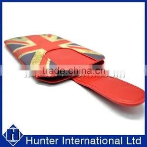 UK Flag Design Genuine Leather Flap Universal Pull Up Pouch thumbnail-3