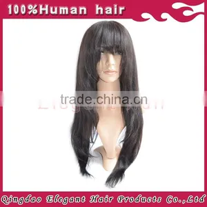 New Arrival High Quality Silky Straight Human Hair Silk Base Malaysian Hair Full Lace Wig With Bang thumbnail-1