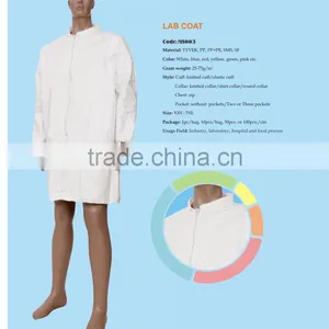 Disposable White Lab Coat Elastic Cuff Zip in Front thumbnail-1