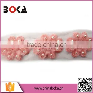 Shabby Chiffon Flower Trim With Pearls thumbnail-1