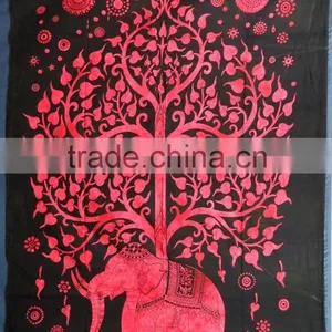 Small Size Multicolored Tapestry Wall Hanging Throw Wholesale Indian Bedsheet thumbnail-1