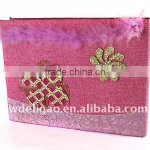 Weaving Cloth Fur Decorated Wrapping Ring Binder Desktop File Folder for Office Stationery Cardboard thumbnail-1