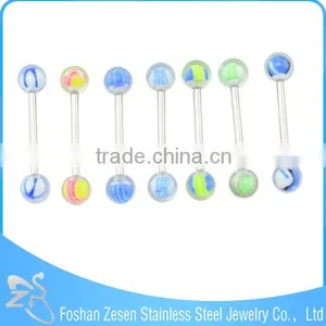 2016 Fashion Colorful UV Balls Steel Bar Personalized Tongue Rings thumbnail-2