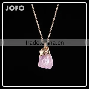 Factory Supply Hot Selling Rose Quartz Natural Stone Necklace Drusy Agate Gems Pendant Necklace SMJ0120 thumbnail-1