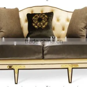 Luxury Classic Design Living Room Furniture Beige Leather Sofa Set Sectional Vintage Sofa thumbnail-2