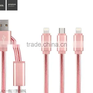 HOCO UPL12 3 IN 1 Cable Metal TPE 3 IN 1 Cable For Iphone/Micro Phone/Type c Device thumbnail-2