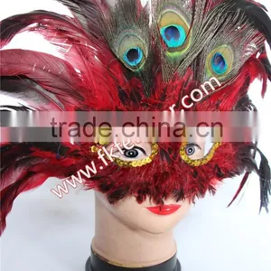 Wholesale Cheap Female Mask Red Cock Feather And Peacock Decorations thumbnail-6
