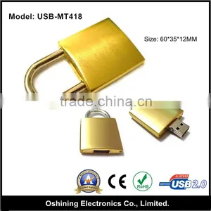 Golden Lock Shape Bulk Cheapcustom Logo 2.0 Usb Flash Disk (USB-MT418) thumbnail-1