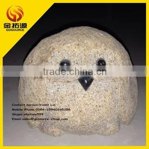 Yellow Color Granite Stone Owl thumbnail-1