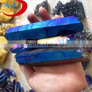 Angel Aura Quartz Crystal Blue Silver Coated Rainbow thumbnail-1