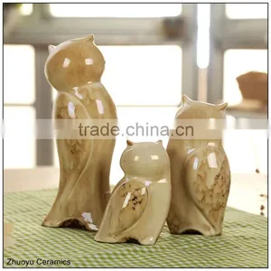 Handmade Decor Home Three Sizes in One Set Ceramic Owl thumbnail-2