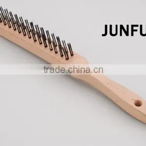 Different Rows Wooden Handle Black Steel Wire Brush thumbnail-2