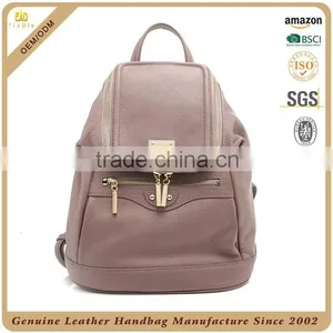 Guangzhou OEM Factory Women Duffel Bag Leather Travel Bag Ksnapsack Backpack Genuine Leather Hot Shot Backpack Bag for Lady thumbnail-5