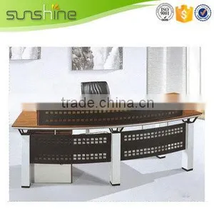Office Reception Desk White Table Green Dampers With Iron Frame Modern thumbnail-2