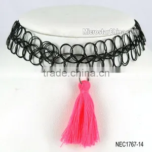 DIY Black Sexy Hippy Tribal Gypsy Boho Stretch Tattoo Henna Tassel Choker Necklace thumbnail-3