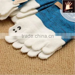 Pure Color Linen Short Cylinder Five Fingers Couples Socks thumbnail-3