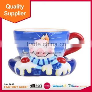 Cheap Hand-painted 3D Christmas Ceramic Coffee Mug With Base thumbnail-1