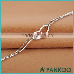 Fancy Genuine Pure Silver Heart Jewelry Bracelet thumbnail-2