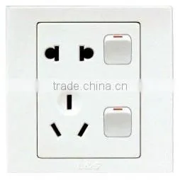 10A 250V 2pin and 3pin Electrical Socket With Double Switches thumbnail-1