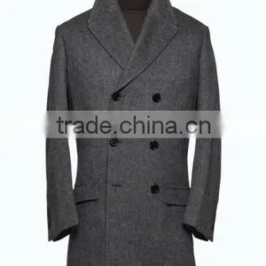 Popular Custom Made Grey Double Breasted Overcoat Men thumbnail-3
