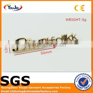 Custom Gold Metal Letter Logo Metal Label for Handbags Wholesale thumbnail-1