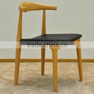 Replica Hans Wegner Elbow Chair With Faux Leather Seat thumbnail-3