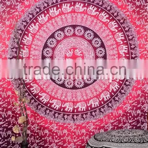 Indian Ombre Gypsy Elephant Hippie Mandala Wall Art Queen Cotton Boho Wall Hanging Home Decorative Ethnic Tapestry thumbnail-6