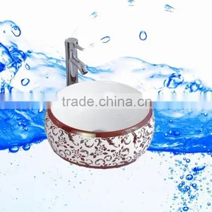 Fashionable Sanitary Ware Ceramic Bathroom Sink Chinese Style Golden Wash Basins thumbnail-3