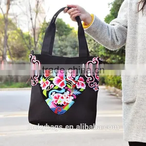 Luckybag Women Handbag Canvas Delicate Lady Shoulder Bags Flannel With Embroidery thumbnail-1