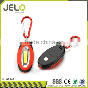 Hot Sales Promotion Egg Shape High Power COB LED Keychain Light Cheaper Gift Carabiner Bag Reflector Flashlight Rubber Coating thumbnail-1