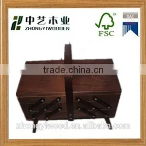 Wholesale High Quality Cheap New Design Convenient Folding Custom Wooden Sewing Organizer Box Holder Rack thumbnail-4