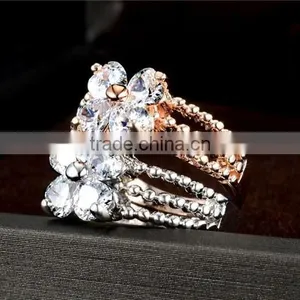 Wholesale Fashion Jewelry Gold/silver Clear Crystal Luxury Wedding Piston Ring thumbnail-5