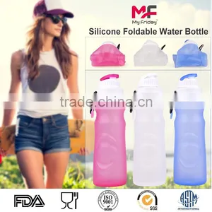 2017 Low Price Fashional Design 1000ml Sports Silicone Collapsible Water Bottle With Carabiner thumbnail-3
