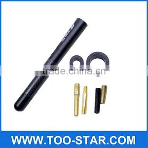 Metal Black 4.7" Carbon Fiber Sports Short Car Antenna Adjustable TRD Logo Aerials thumbnail-1