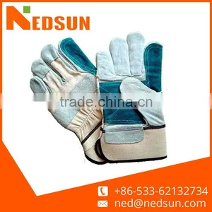 Durable Reinforce Cow Split Double Palm Leather Work Glove thumbnail-1