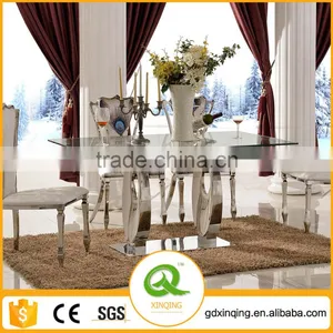 TH313 Popular Design Tempered Glass Top Dining Table and Chairs Set thumbnail-1