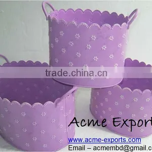 Round Metal Planter With Powder Coating Finish thumbnail-1