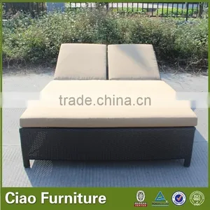 Outdoor Pool Rattan Double Red Sun Lounger Furniture thumbnail-2