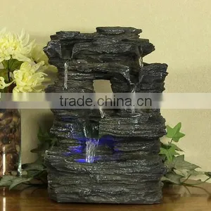 Five Stream Rock Cavern Tabletop Fountain With Multi-Colored LED Lights thumbnail-1