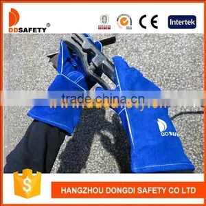 DDSAFETY Blue Cow Split Leather Working Gloves With Reinforced Palm thumbnail-1