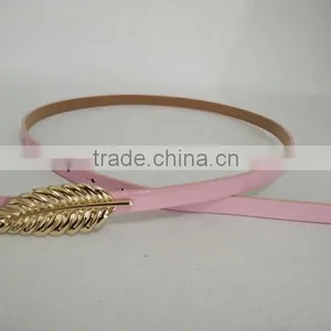 Wholesale Leaf Pattern Alloy Buckle Sex Women Lady Thin PU Waist Belt thumbnail-5