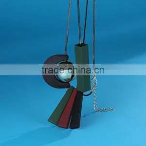 Geometric Moon Sun Necklace Geometric Long Rubber Rectangle Strips Pendant Necklace Geomotric Jewelry thumbnail-6
