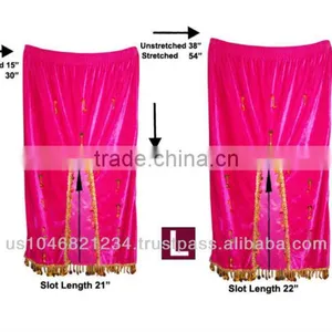Belly Dance Velvet Beaded Skirt Pink thumbnail-1