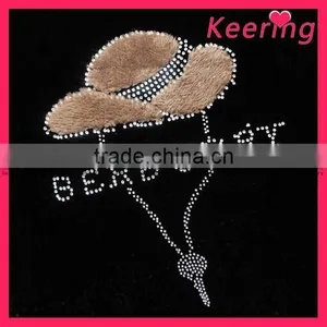 Fashion Hot Fix Transfer Rhinestone Strawhat Motif WHF-171 thumbnail-1