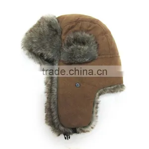 Good Quality Suede Fake Fur Winter Warm Earflap Trooper Hats Caps thumbnail-1