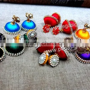 Indian Silk Thread Jhumka Earrings ,factory Direct Fashion Jewelry thumbnail-1